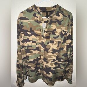 BCBGMaxAzria Camouflage Button-Up Top